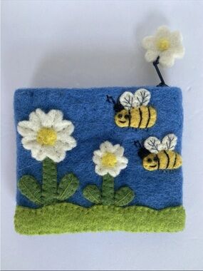 Wild Woolies Wool Coin Wallet | Zip Closure | Multicolor Felt | Nepal | Women’s